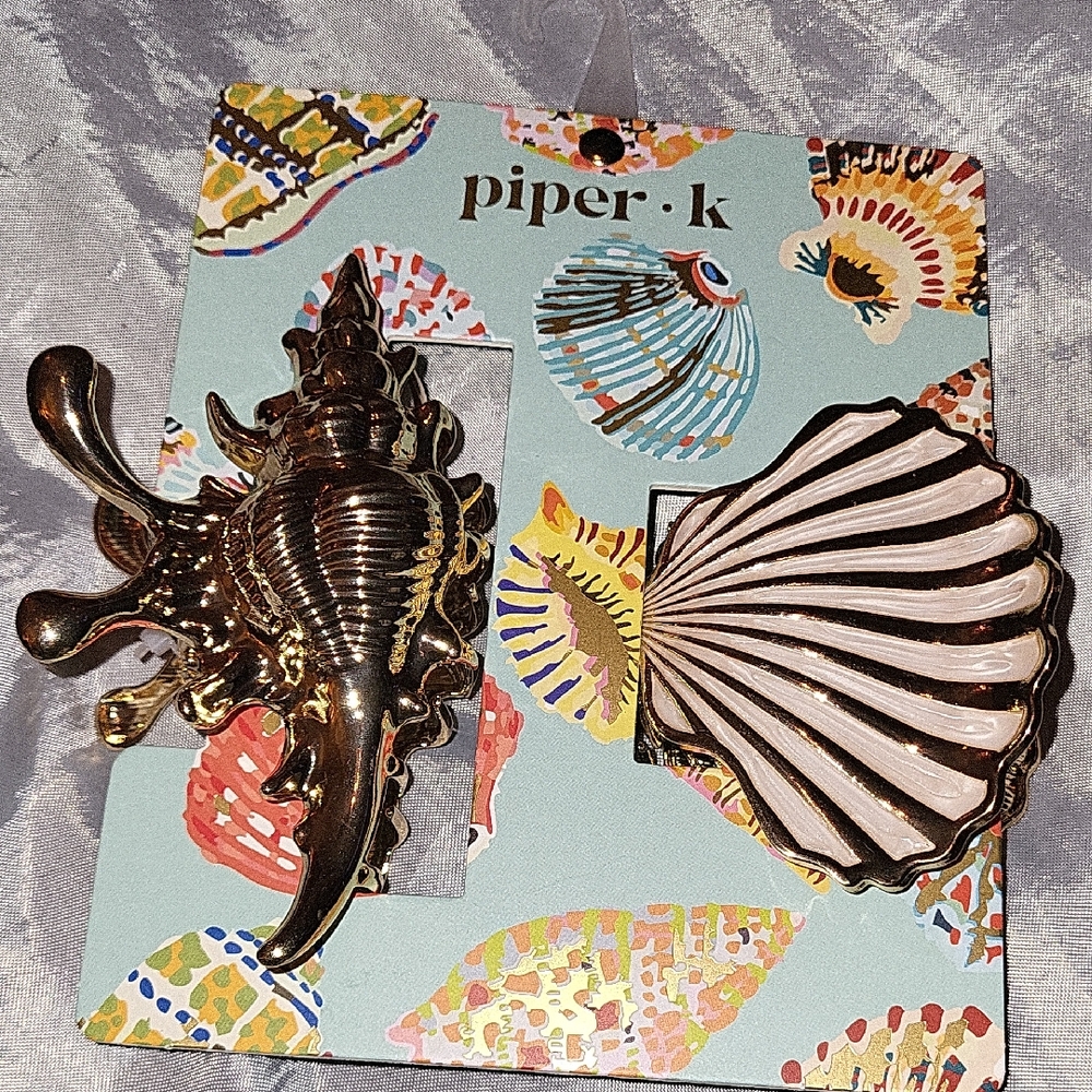 Piper K Shell Hair Clips Gold Cream Brand New Ls Rt LP